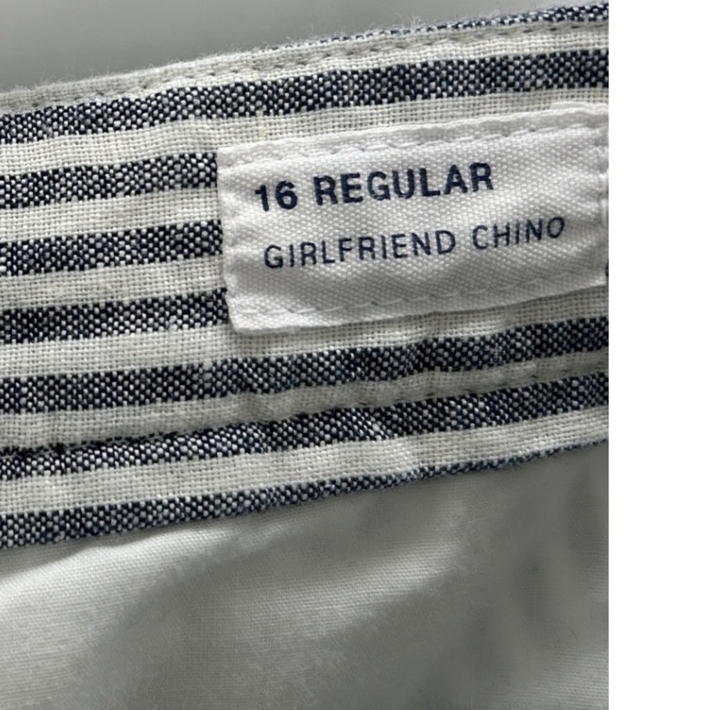 GAP Girlfriend Chino Pants Womens Size 16 Blue White Stripe‎ Linen Cotton - Picture 4 of 7